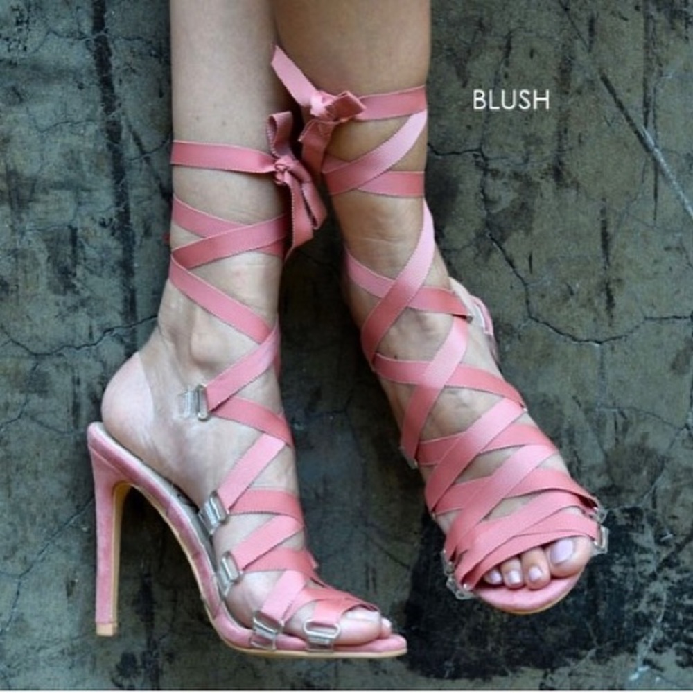 Strapped Laceup Sandal (Blush)